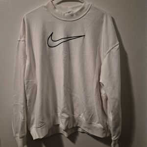 Nike White Crewneck Sweatshirt with Black Swoosh